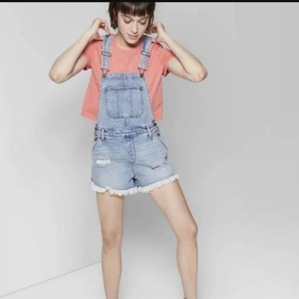 Wild Fable Distressed Cut Off Short Overalls Women's XL